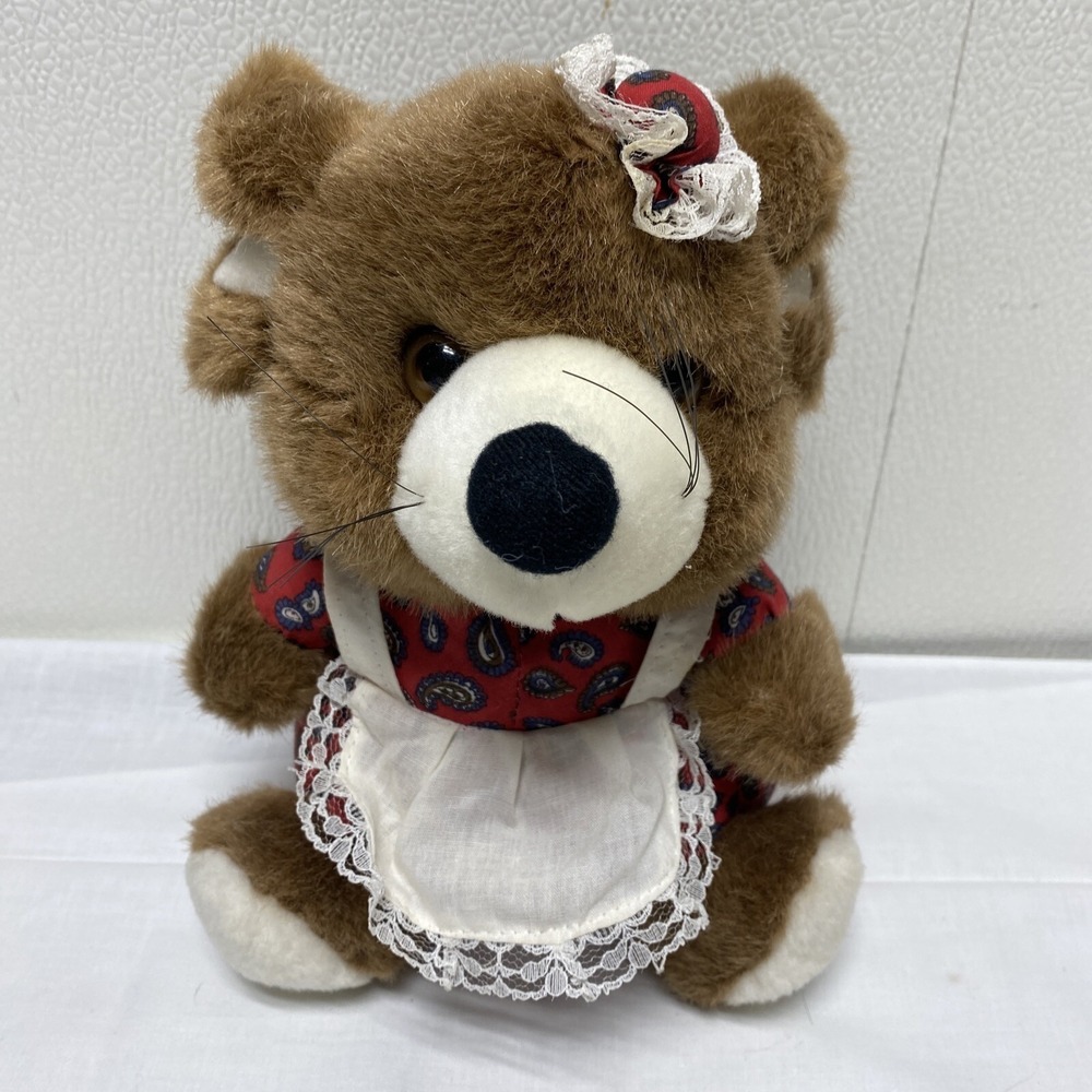 Great American Fun GAF Purple Brown Mouse Plush Stuffed Toy Vtg Paisley fabric